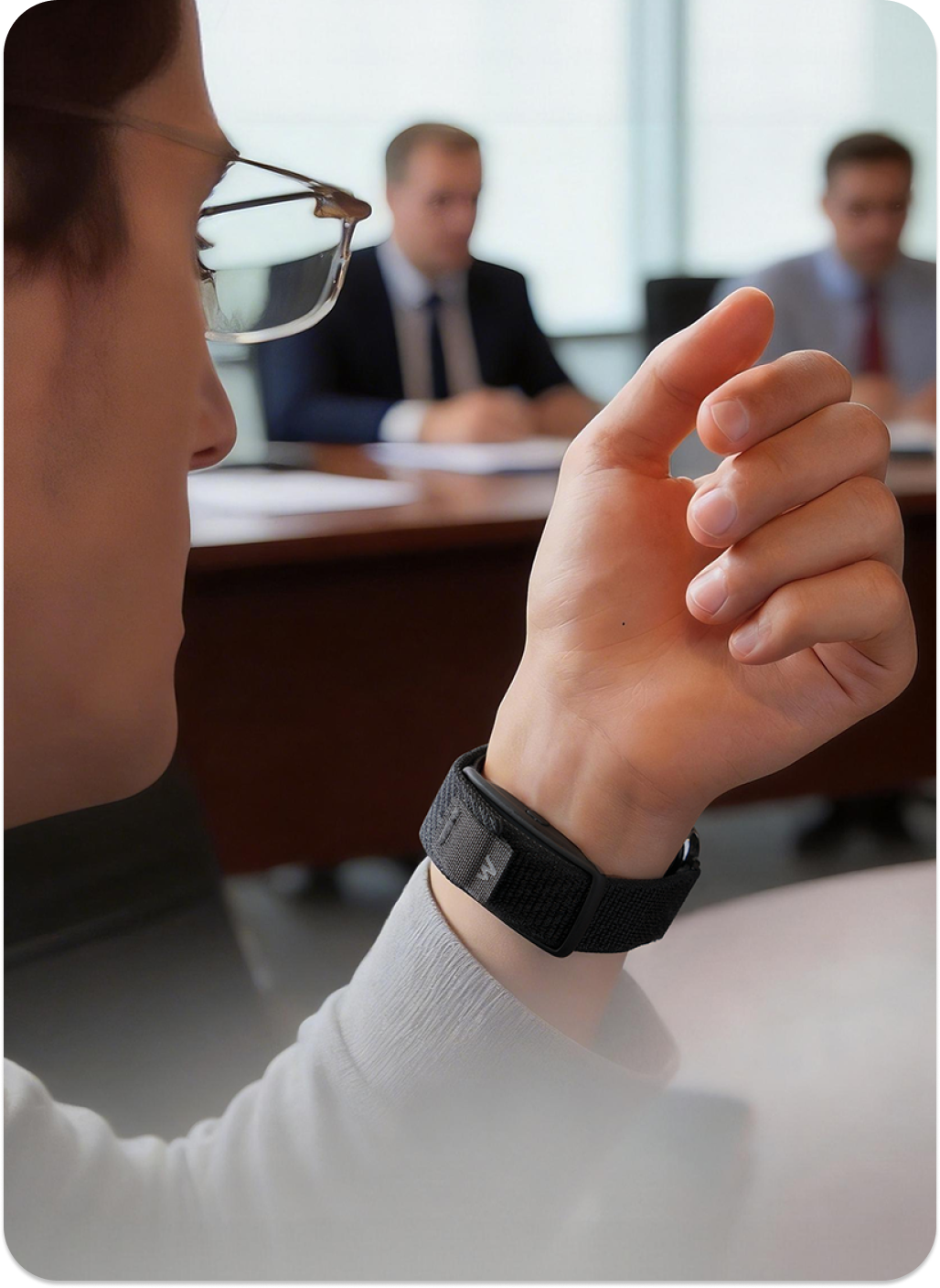 会議で装着したMemoketのApple Watch併用バンド