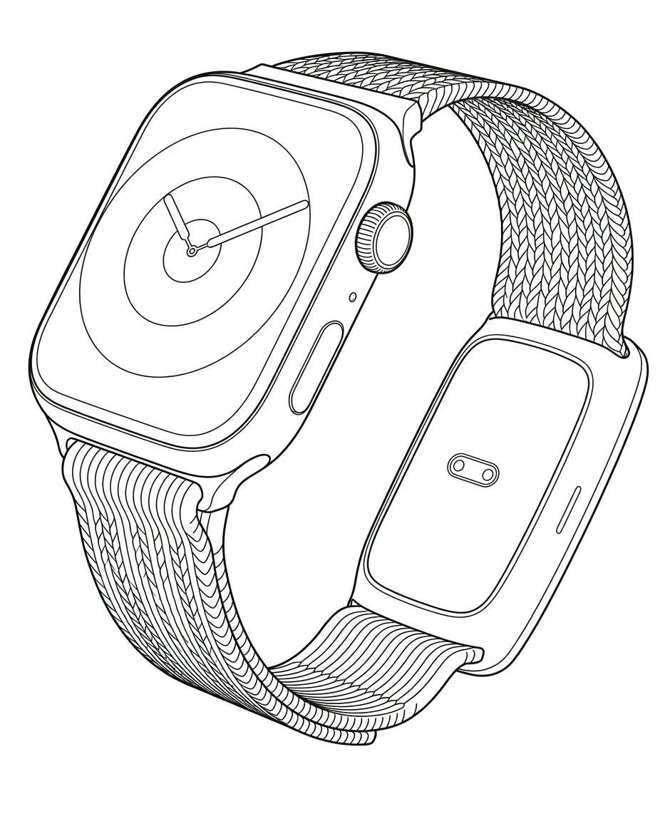 Apple Watch併用バンドに装着したMemoket Gem