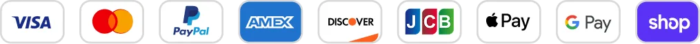 ご利用いただけるお支払い方法：Visa、Mastercard、PayPal、American Express、Discover、JCB、Apple Pay、Google Pay、Shop Pay