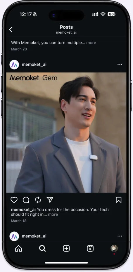 
Memoketアプリ画面 — 記憶のタイムライン