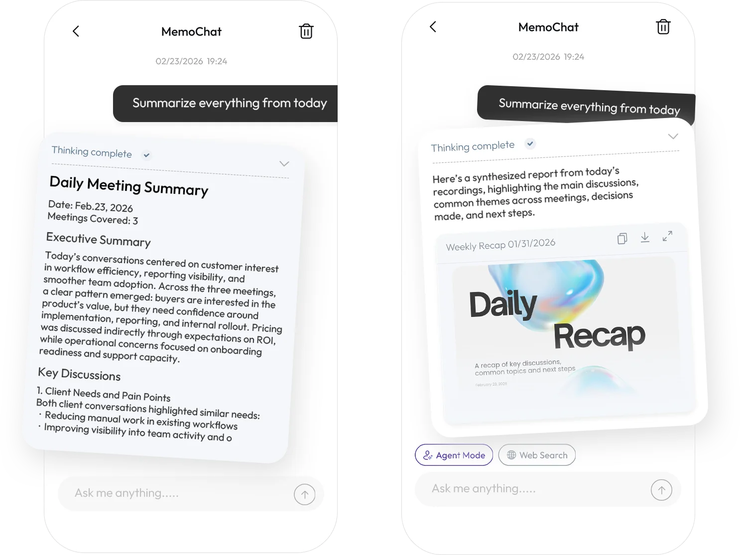 Memoket cross-conversation summary views